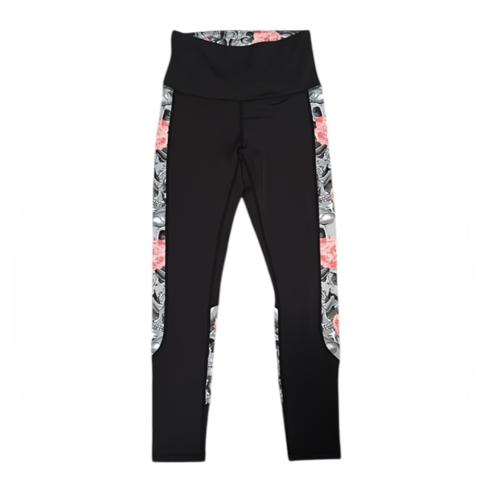 Feed Me Fight Me flower and skull print leggings